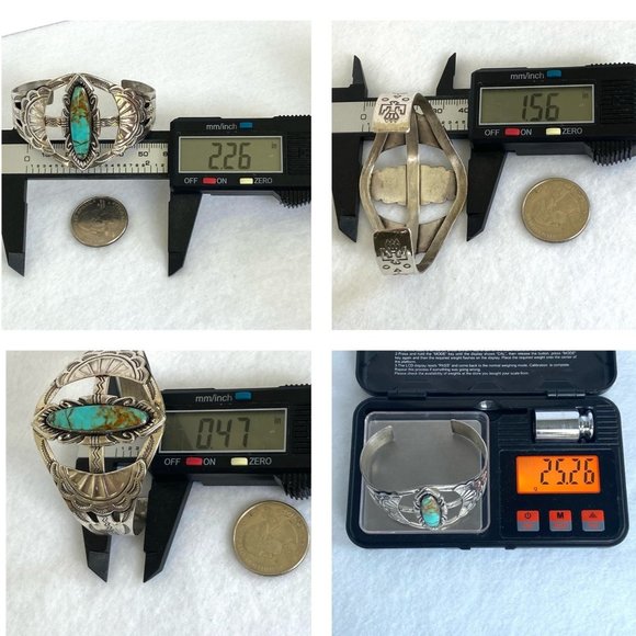 VTG Bell Trading Sterling Silver 925 Southwest Turquoise Wide Band Cuff Bracelet - Picture 10 of 16